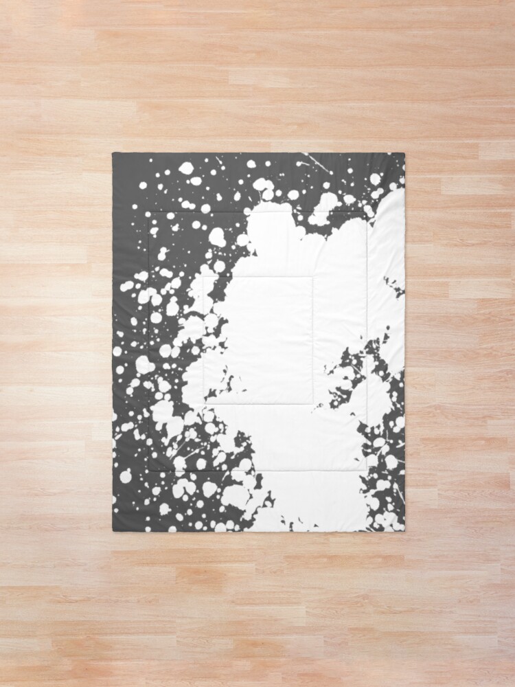 Alternate view of Gray and White Paint Splatter Comforter