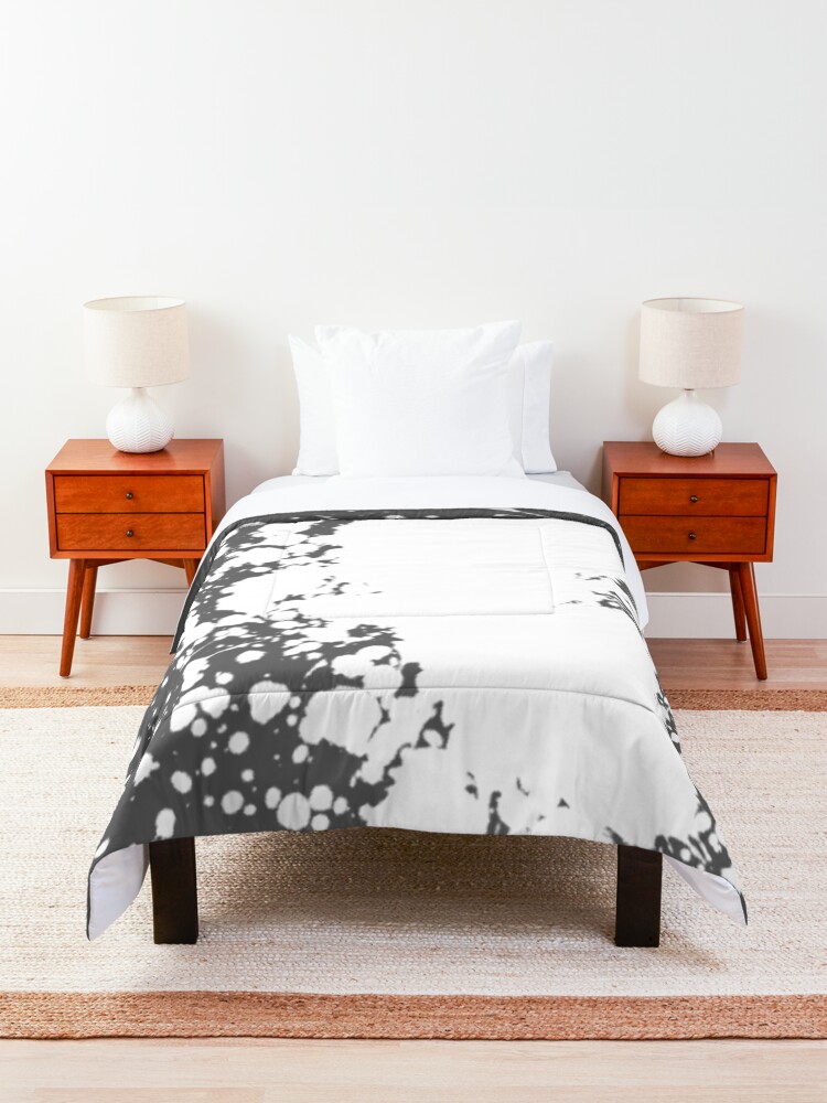 Alternate view of Gray and White Paint Splatter Comforter