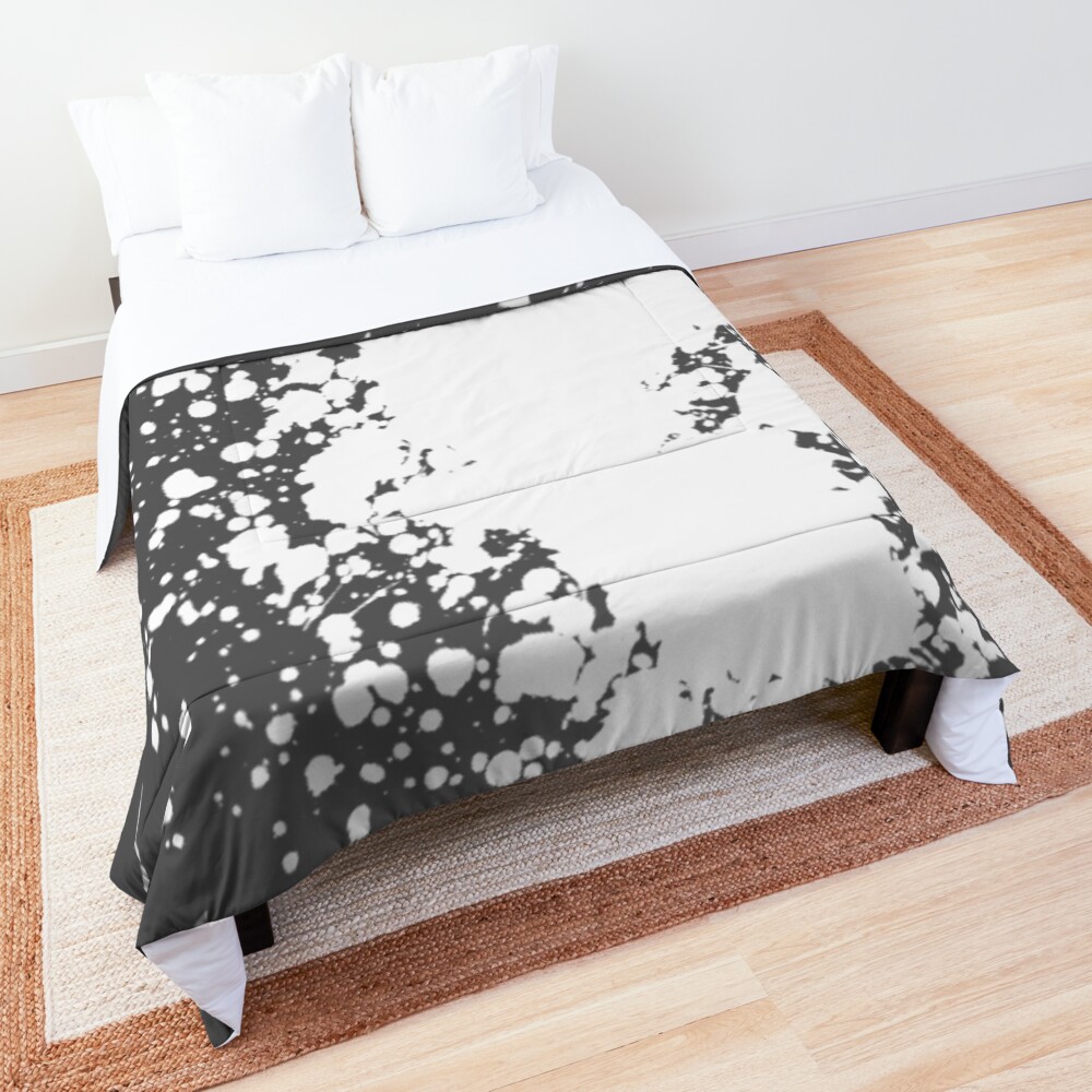 Gray and White Paint Splatter Comforter
