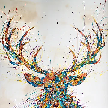 Artwork thumbnail, Colorful Deer Splatter by RJ-Studios