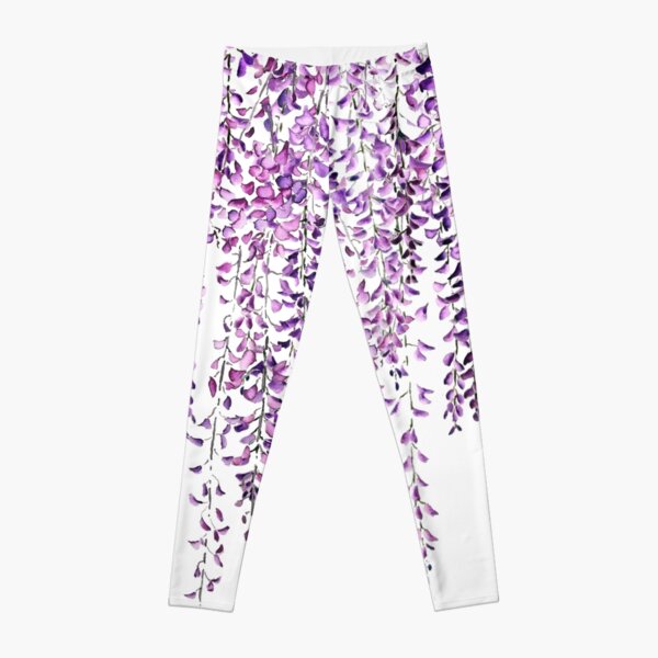 lila Glyzinien in voller Blüte Leggings