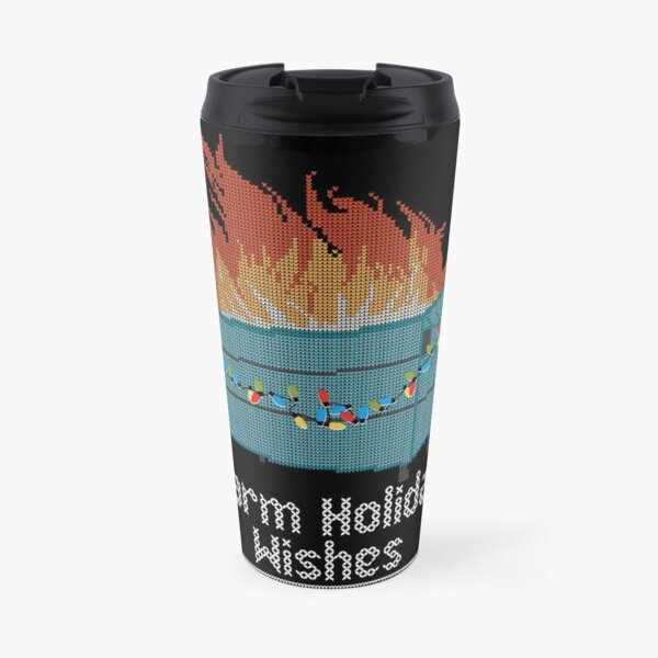 Ugly Christmas Sweater Design Dumpster Fire - Warm Holiday Wishes Travel Mug