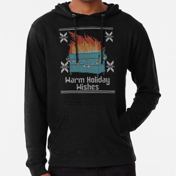 Aperçu de l'œuvre Ugly Christmas Sweater Design Dumpster Fire - Souhaits chaleureux des Fêtes créée et vendue par Good-Find.
