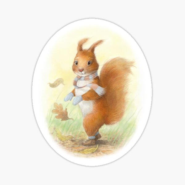 Windy Day Squirrel Sticker