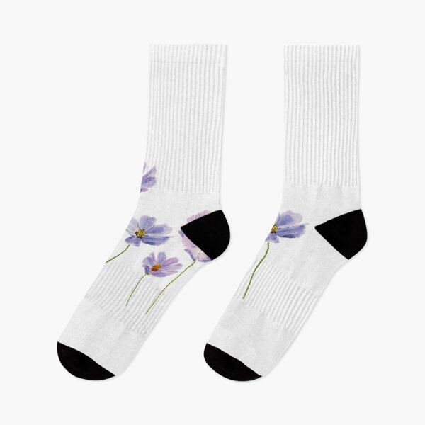 Item preview, hand painted purple cosmos flowers watercolor designed and sold by ColorandColor.