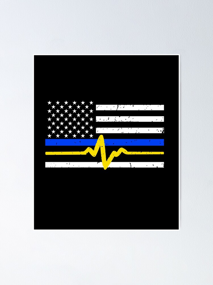 Support EMS Dispatchers USA Thin Gold Line 3x5ft Flag with Grommets 