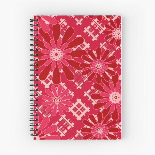 Item preview, red floral pattern  designed and sold by fuzzyfox.