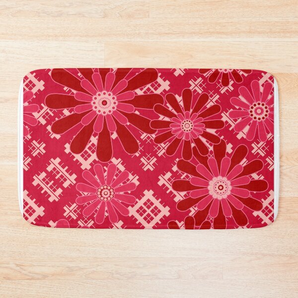 Item preview, red floral pattern  designed and sold by fuzzyfox.
