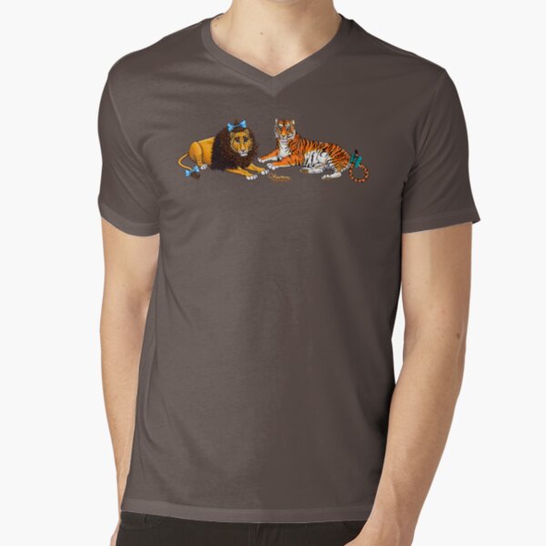 The Cowardly Lion and The Hungry Tiger by Kevenn T. Smith V-Neck T-Shirt