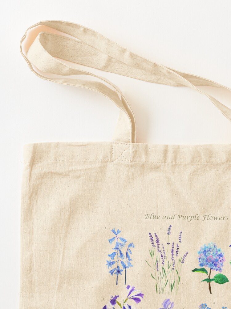 Alternate view of blue and purple flower collection watercolor Tote Bag