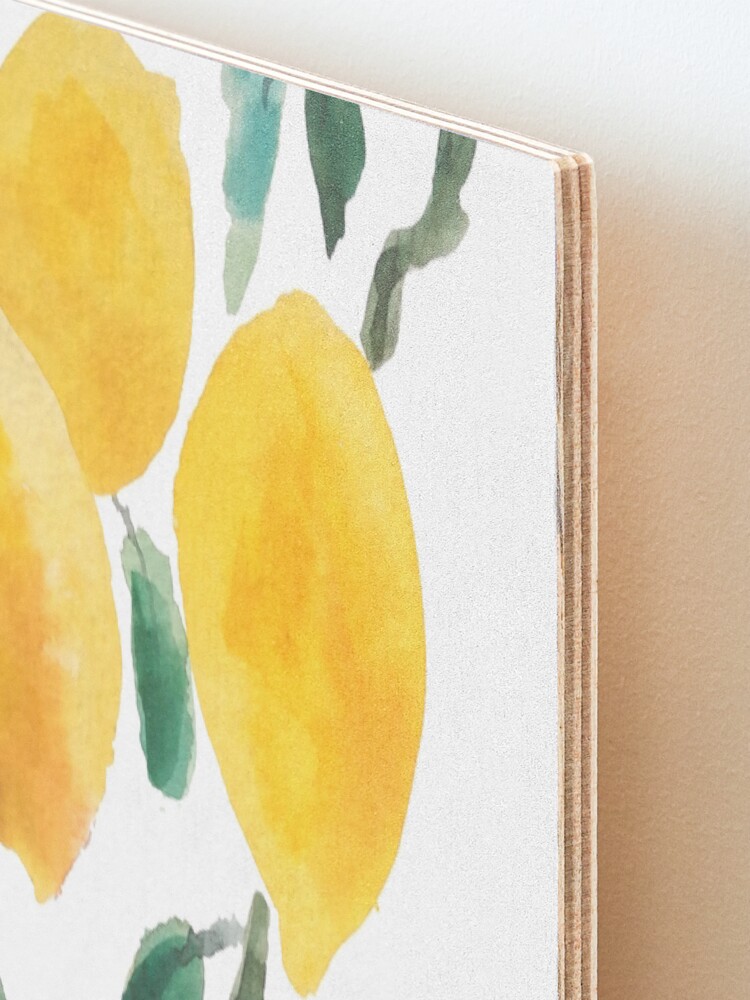Alternate view of yellow lemon watercolor Mounted Print