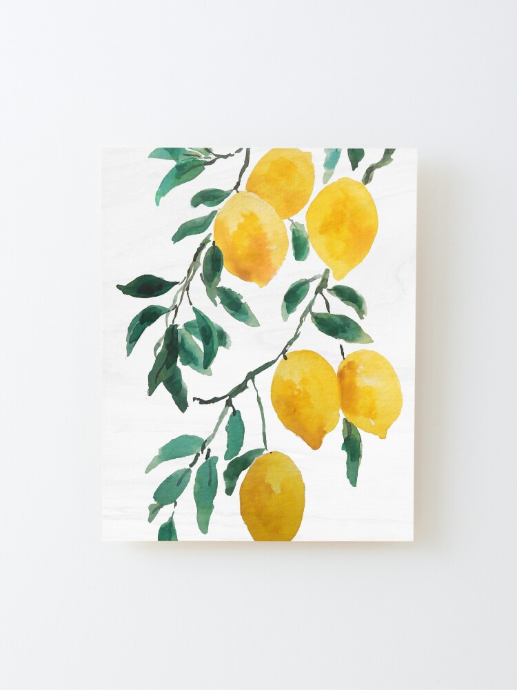 Alternate view of yellow lemon watercolor  Mounted Print