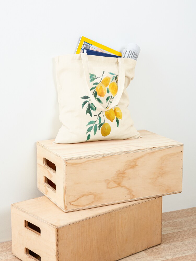 Alternate view of yellow lemon watercolor Tote Bag