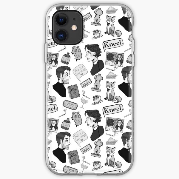 Fleabag (Pheobe Waller Bridge) + Hot Priest Surface Design Repeat Pattern (Black and White Version) iPhone Soft Case