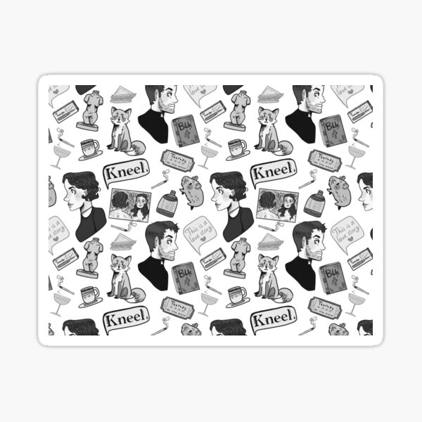 Fleabag (Pheobe Waller Bridge) + Hot Priest Surface Design Repeat Pattern (Black and White Version) Sticker