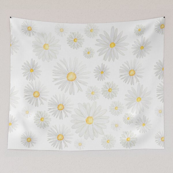 Item preview, hand painted white daisies pattern watercolor  designed and sold by ColorandColor.