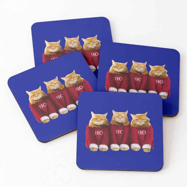 Item preview, THREE CHRISTMAS GRUMPY CATS ON PHTHALO BLUE designed and sold by PetsandBeyond.