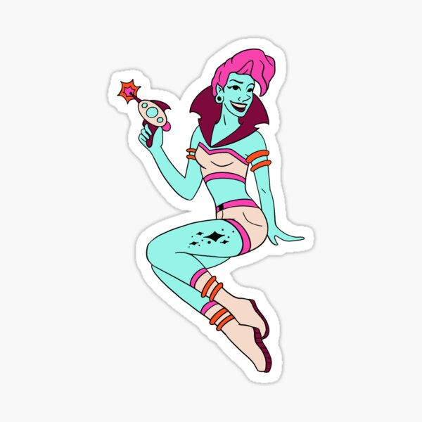 Aimz Retro Space Pin Up Girl Glossy Sticker