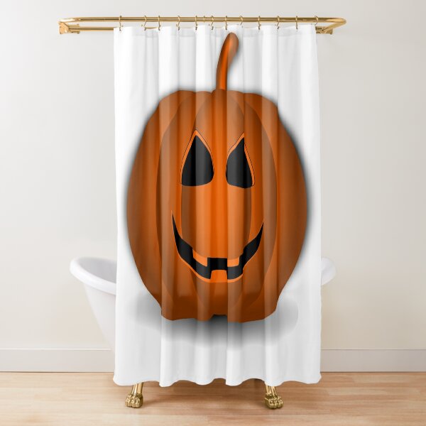 Pumpkin Halloween #halloween #pumpkin #orange #autumn #holiday #isolated #lantern #october #evil #face #jackolantern #horror #scary #jack #decoration #spooky #3d #illustration #season #smile #black Shower Curtain