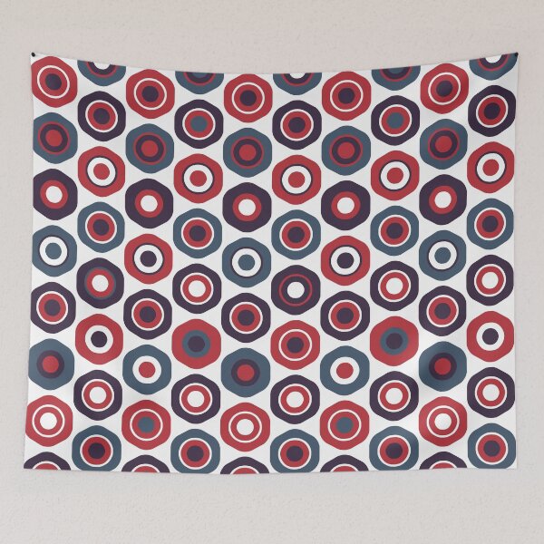 Artikelvorschau, Knopfmuster in Rot, Weiß und Blau. Niedliche minimalistische Geometrie entworfen und verkauft von kierkegaard.