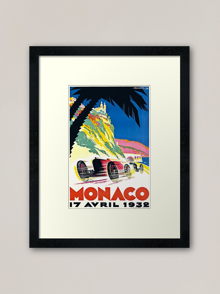 Alternate view of 1932 Monaco Grand Prix Automobile Race Poster Framed Art Print