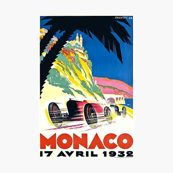 Aperçu de l'œuvre Affiche du Grand Prix Automobile de Monaco 1932 créée et vendue par retrographics.