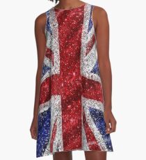 Glitter Union Jack Flag UK Sequin A-Line Dress