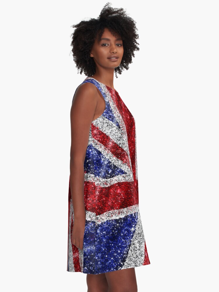 Alternate view of Glitter Union Jack Flag UK Sequin A-Line Dress