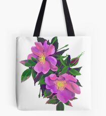 Dog rose draw digitally in oil technique Tote Bag