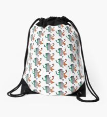 Irish flag on Leprechaun silhouette Drawstring Bag