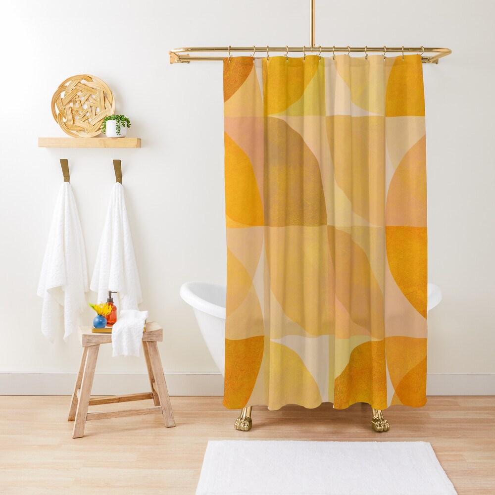golden mid century geometry Shower Curtain