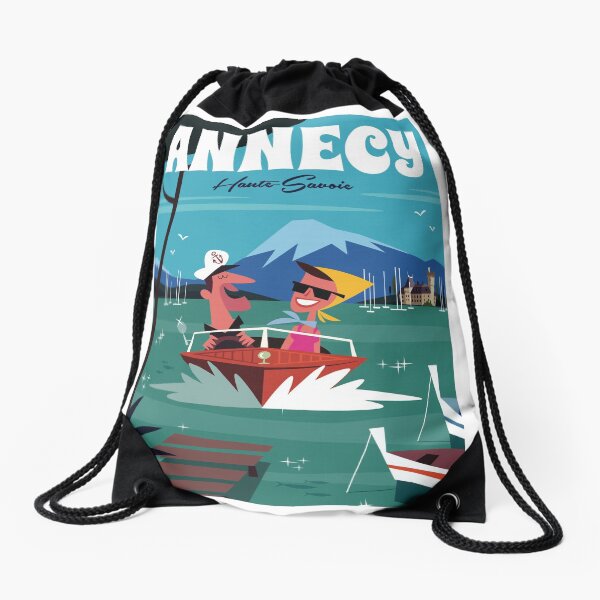 Lac Annecy poster Drawstring Bag