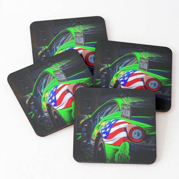 Item preview, Ferrari race car, green and American flag  designed and sold by lemans455.