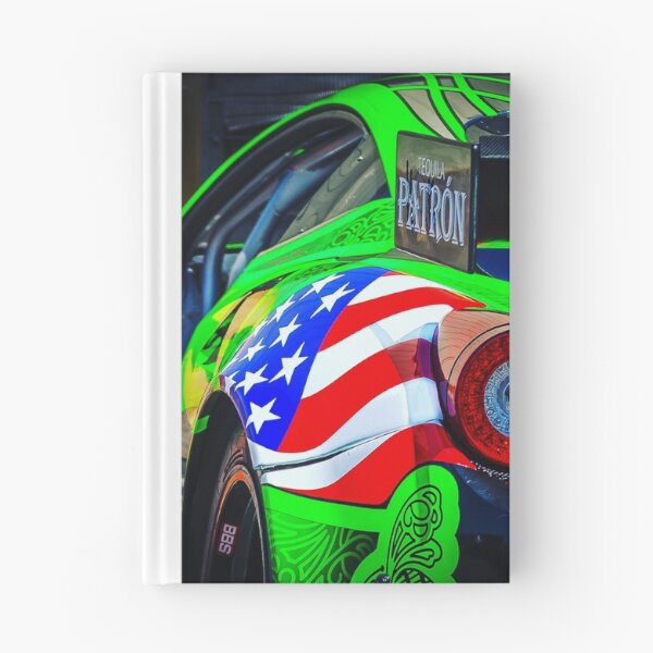 Item preview, Ferrari race car, green and American flag  designed and sold by lemans455.