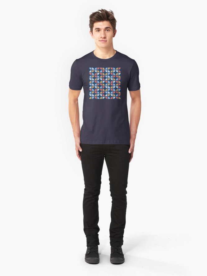 Alternate view of Geometric Pattern: Quarter Circle: Coastal Slim Fit T-Shirt