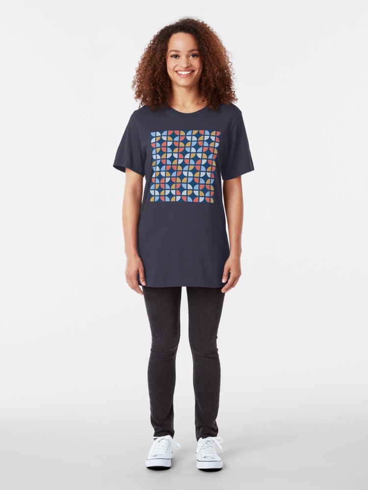Alternate view of Geometric Pattern: Quarter Circle: Coastal Slim Fit T-Shirt
