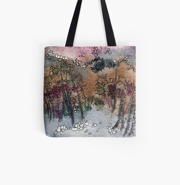 Abstraktes Aquarelldesign inspiriert vom Tongariro National Park in Neuseeland Allover-Print Tote Bag