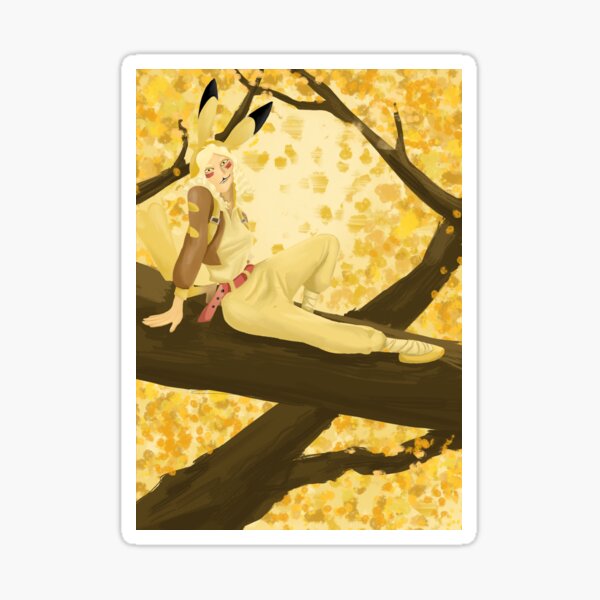 Pikachu gijinka in tree Sticker