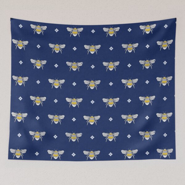 Item preview, Bumblebee Stamp on Navy Blue designed and sold by The Wellington Boot.
