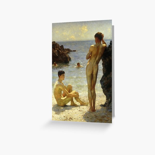 Lovers of the Sun by Henry Scott Tuke Greeting Card