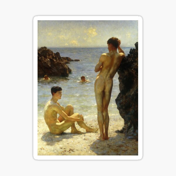Lovers of the Sun by Henry Scott Tuke Sticker