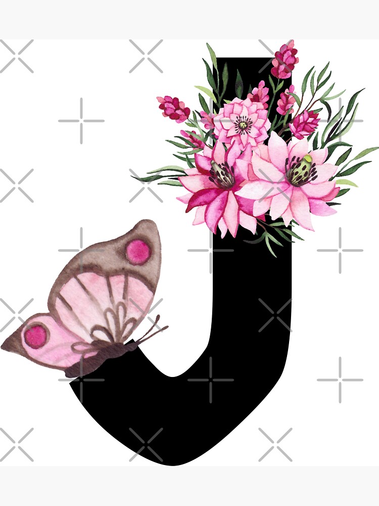 letter b alphabet monogram pink flower and butterfly Lightweight