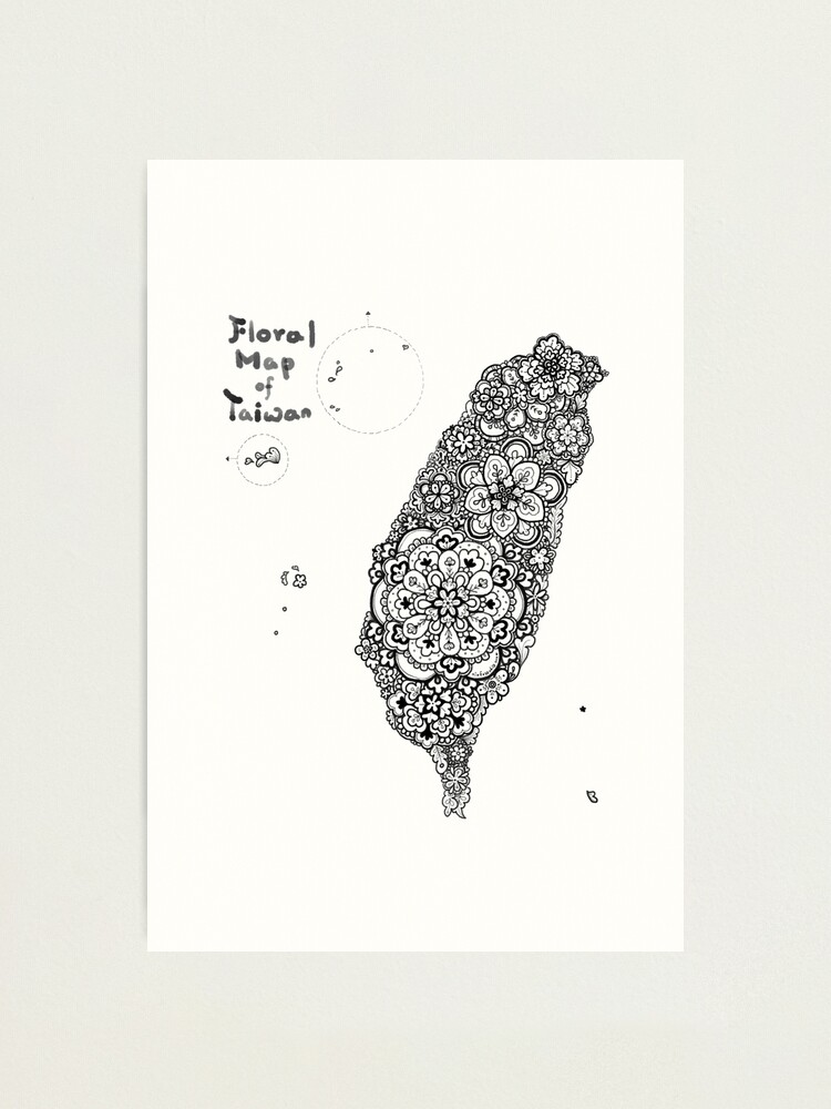 Alternate view of Floral map of Taiwan - black Photographic Print