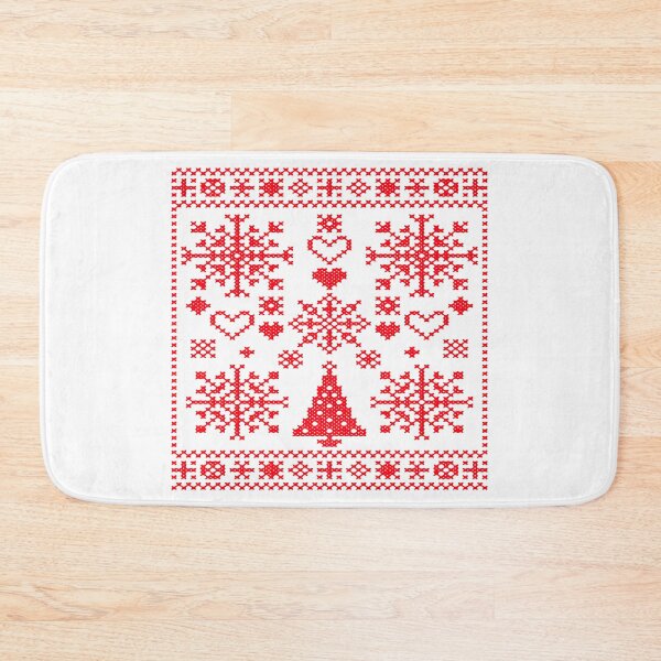 Item preview, Christmas Lover Cross Pattern Sampler Artistic Design Red designed and sold by taiche.