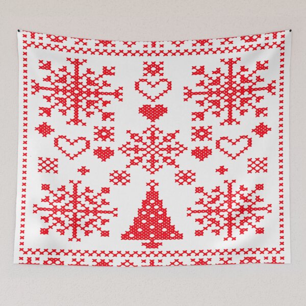 Item preview, Christmas Lover Cross Pattern Sampler Artistic Design Red designed and sold by taiche.
