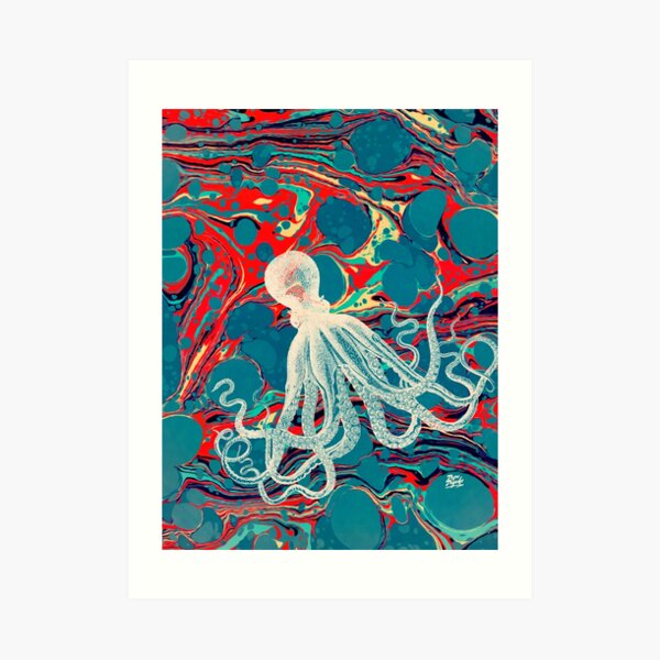 Marbled Paper Octopus Blob by Pepe Psyche Art Print