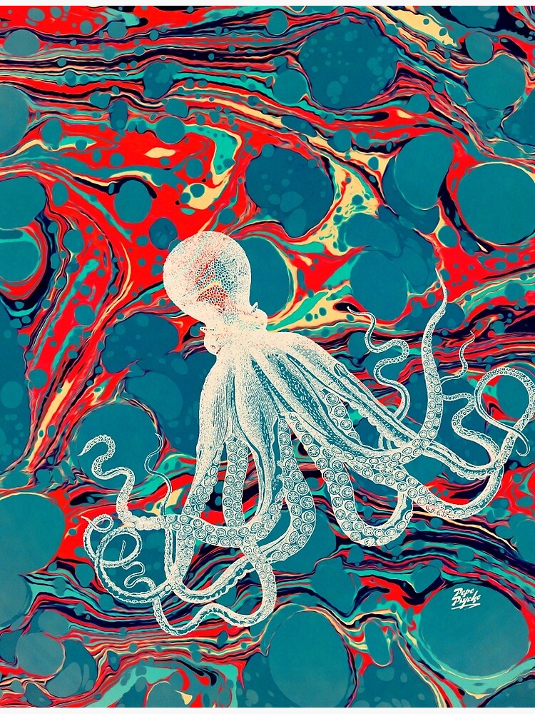 Marbled Paper Octopus Blob by Pepe Psyche by voodoopsy