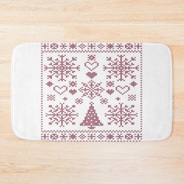 Item preview, Christmas Lover Cross Pattern Sampler Artistic Design Pink  designed and sold by taiche.