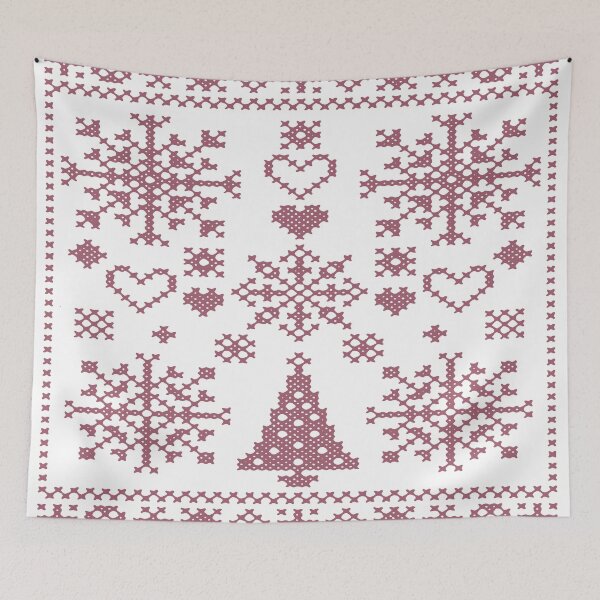 Item preview, Christmas Lover Cross Pattern Sampler Artistic Design Pink  designed and sold by taiche.