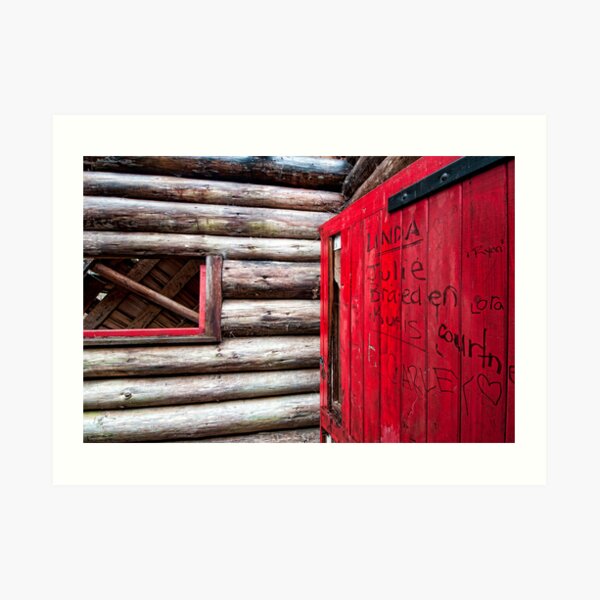 Red Door at the Cabin. Art Print